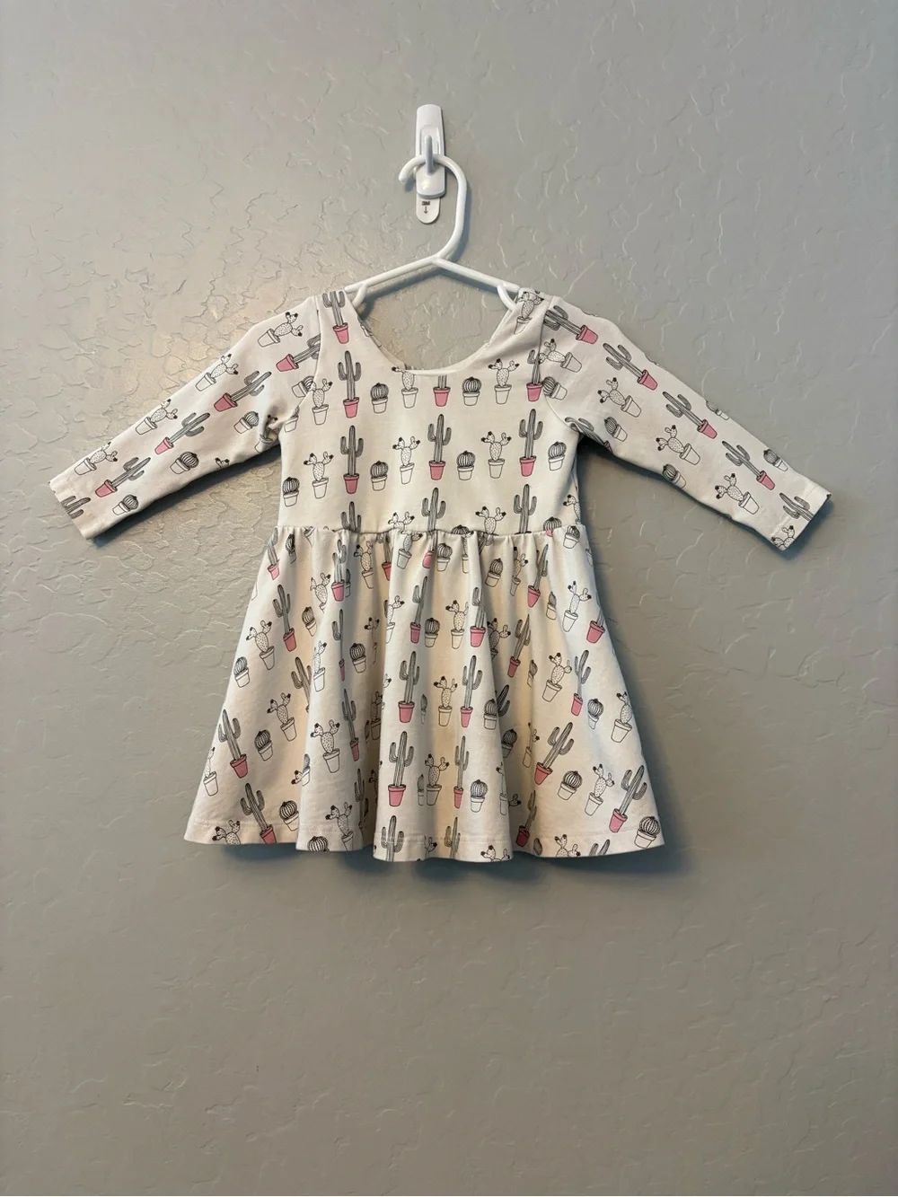 Monica + Andy white black pink cactus print let's dance dress size 12-18 months
